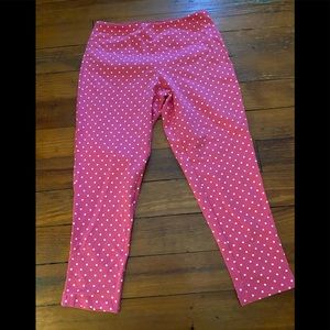 Pink Pokka Dot Capri leggings S. Never worn NWOT